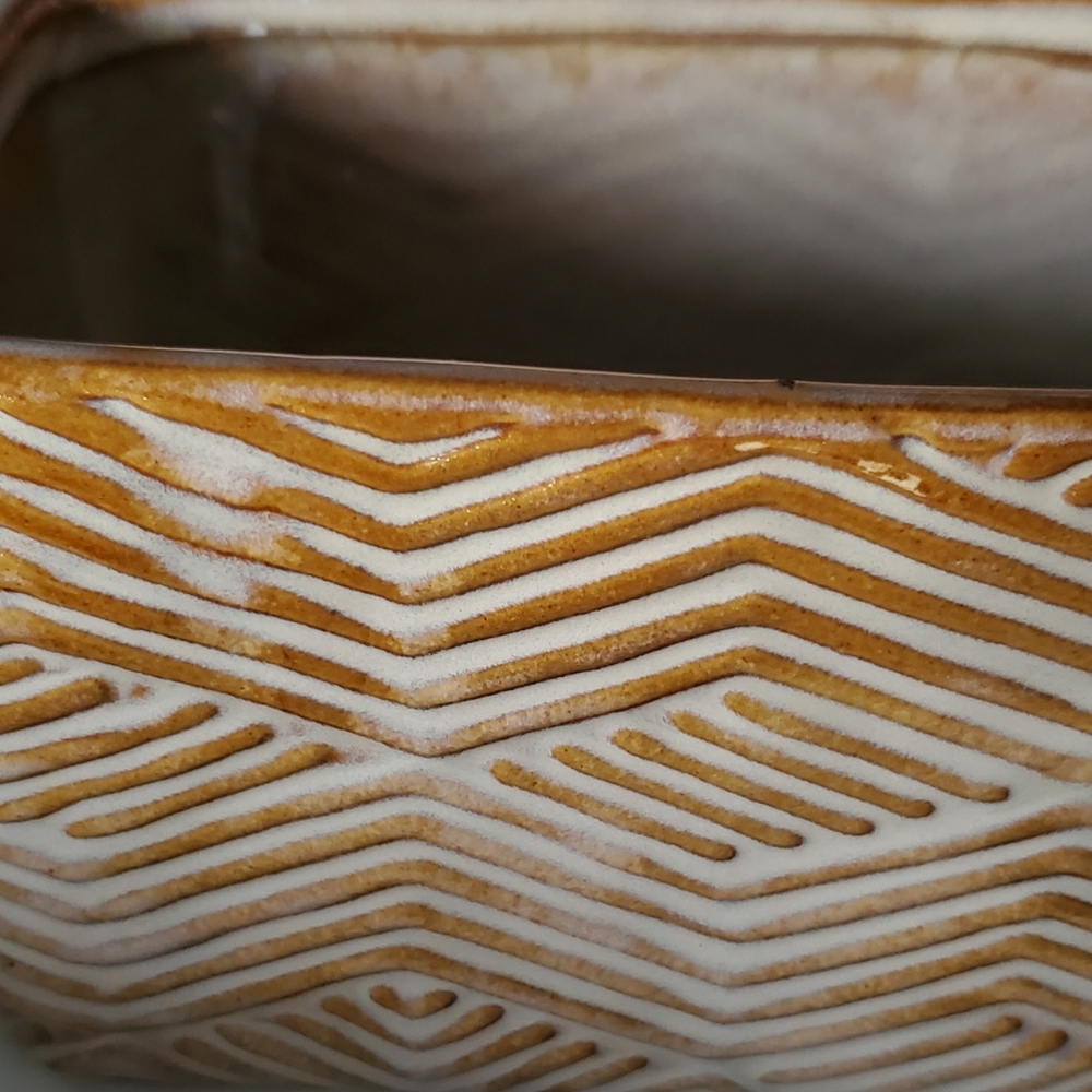 Brown & Taupey Ceramic Planter NOT Vintage - Picture 2 of 9